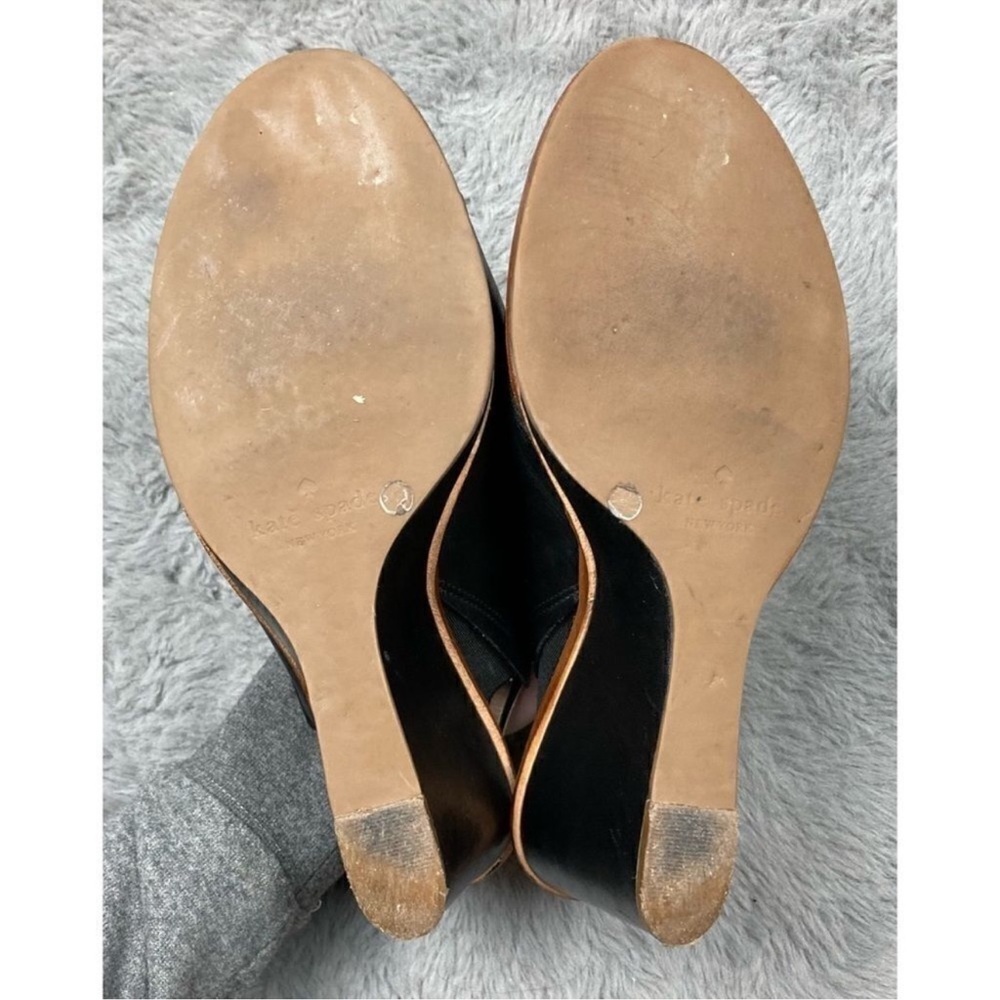Kate spade Nilena black leather sling back wedge sandals - Picture 8 of 10